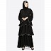 Designer abaya with multiple bell layered- Black